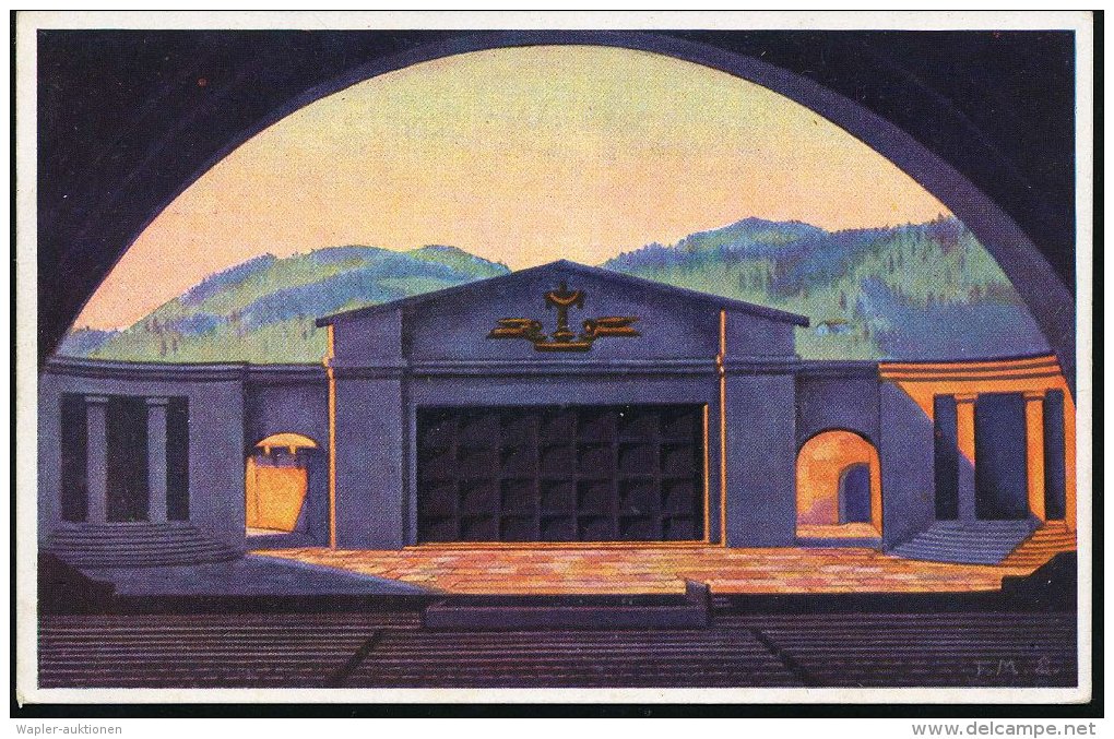 Oberammergau 1930 PP 15 Pf. Hindenbg., Lilarot: Passionsspiele 1930, Die Neue Passionsspielbühne , Ungebr.,... - Other & Unclassified