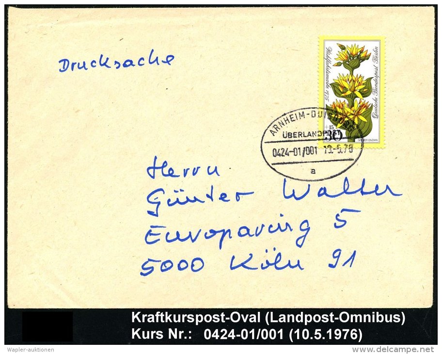 ARNHEIM-DUISBURG/ ÜBERLANDPOST/ 0424-01/ 001/ A 1978 (13.5.) Oval Klar Auf Inl.-Bf. - Sonstige & Ohne Zuordnung