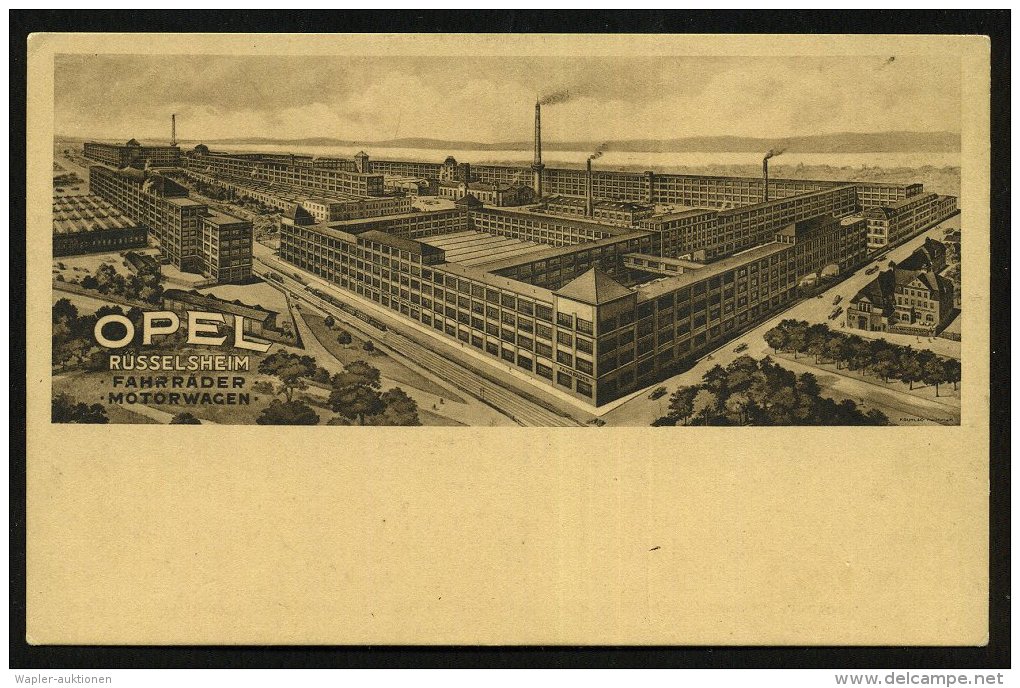 Rüsselsheim 1925 Monochrome Reklame-Ak.: OPEL/ FAHRRÄDER/ MOTORWAGEN Gesamtbild Opel-Werke (rs.... - Other & Unclassified