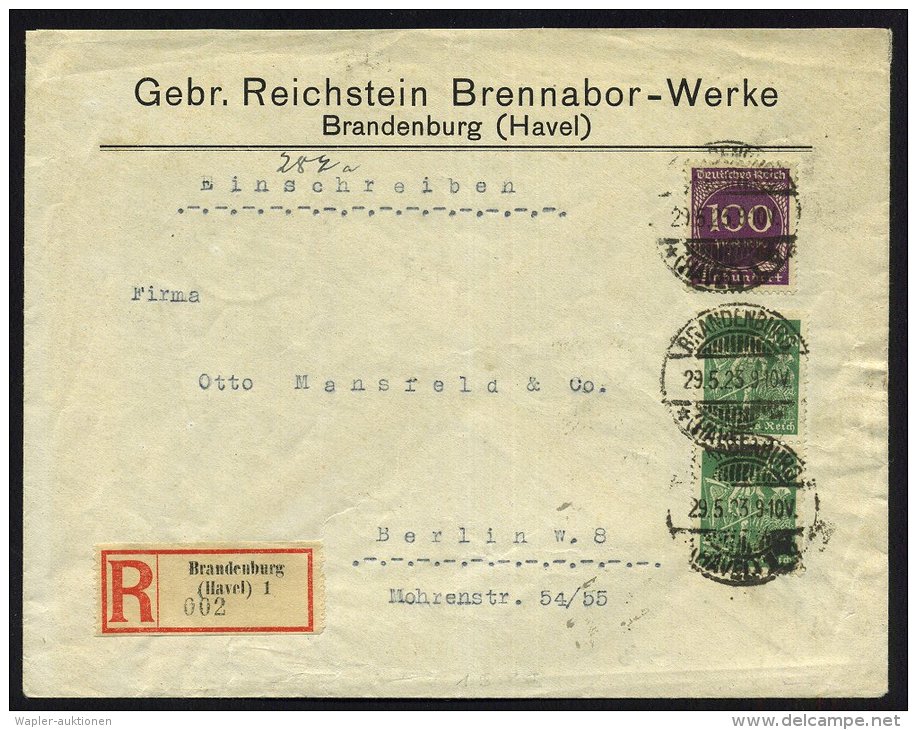 BRANDENBURG/ *(HAVEL) 1/ B 1923 (29.5.) 1K-Gitter Auf Vordr.Bf.: Gebr. Reichstein Brennabor-Werke.. = Hersteller... - Other & Unclassified