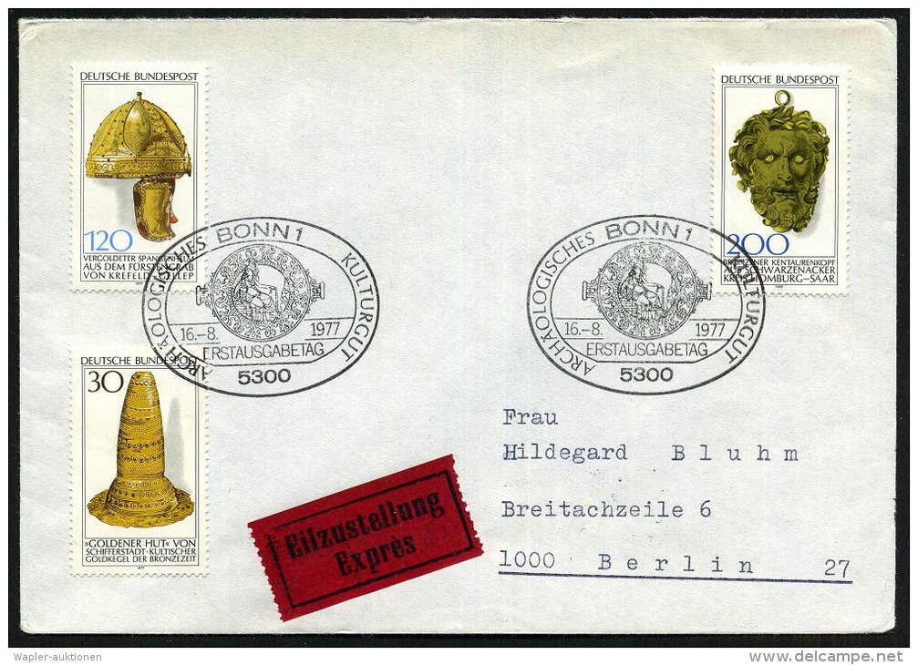 B.R.D. 1977 (16.8.) Archäolog. Kulturgut, Kompl. Satz = "Goldener Hut" V. Schifferstadt, Goldhelm V.Krefeld U.... - Other & Unclassified
