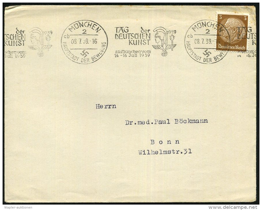MÜNCHEN/ 2/ Cb/ HDB/ TAG Der/ DEUTSCHEN/ KUNST/ ..14-16 Juli 1939 (8.7.) Seltener BdMWSt = Kopf Der Pallas... - Other & Unclassified
