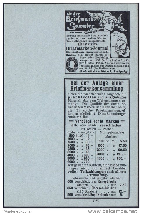Leipzig 1904 Reklame-PP3 Pf./2 Pf. Germania: Gebr. Senf.. = Merkur Mit Merkurstab (und Senf-Katalog) Ungebr.,... - Other & Unclassified