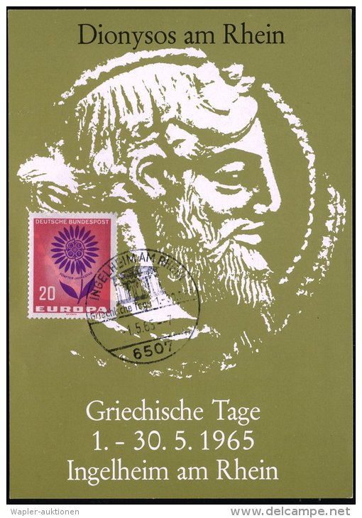 6507 INGELHEIM (RHEIN)/ Griechische Tage 1965 (1.5.) SSt = Griech. Tempel Vs. Auf Programmzettel: "Dionysos Am... - Other & Unclassified