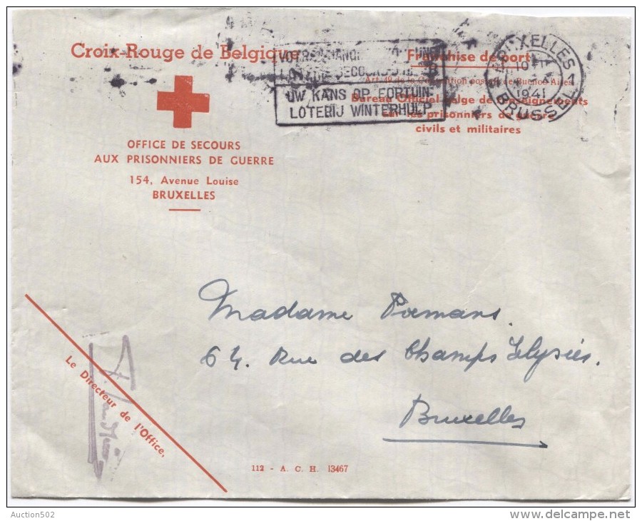 Lettre De La Croix Rouge De Belgique C.méc.Bruxelles En 1941 V.E/V PR2925 - Croix-Rouge