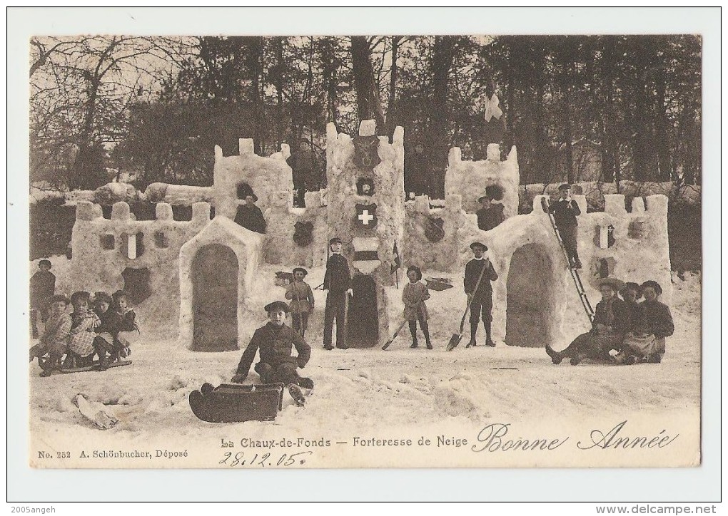 La Chaux-de-Fonds - Forteresse De Neige. N° 252 A. Schönbucher, Déposé. Carte Postale Ayant Voyagé En 1905, Dos Séparé, - La Chaux