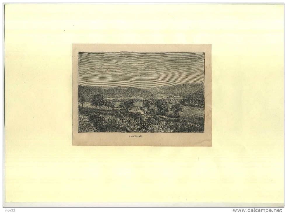 - VUE D´IRLANDE . GRAVURE SUR BOIS DU XIXe S. DECOUPEE ET COLLEE SUR PAPIER . - Estampes & Gravures