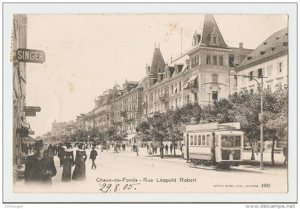 La Chaux-de-Fonds - Rue Léopold Robert - Edition Burgy, LITH., Lausanne 4703. - La Chaux