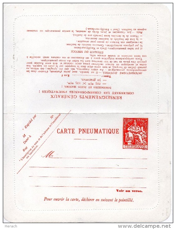 France Entier Postal Pneumatique 8F40 Rouge Type Chaplain - Neumáticos