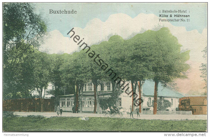 Buxtehude - Bahnhofs-Hotel Küke & Hähnsen - Rückseite Beschrieben 1912 - Buxtehude