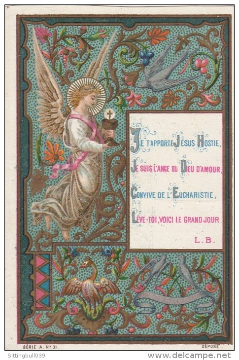 Je T'apporte Jésus Hostie.. .Image Pieuse Chromolithographiée. Série A - N° 31. Envoi Au Verso Daté De 1894. - Santini