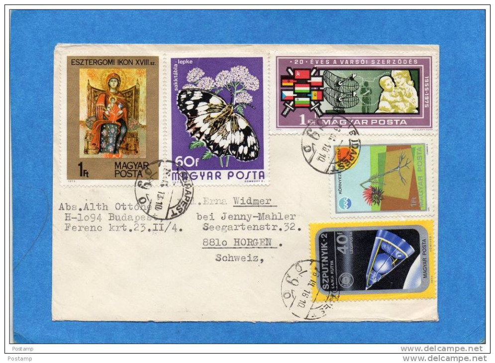 MARCOPHILIE-lettre Hongrie-cad- 1968-5 Stamps- Butterfly+space+tableau-pour  Suisse - Hojas Completas