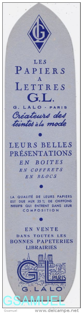 Marque Page - C. LALO - Paris - Créateurs Des Teintes à La Mode. - (format 18,5 Cm Par 4,5 Cm Environ). - Lesezeichen