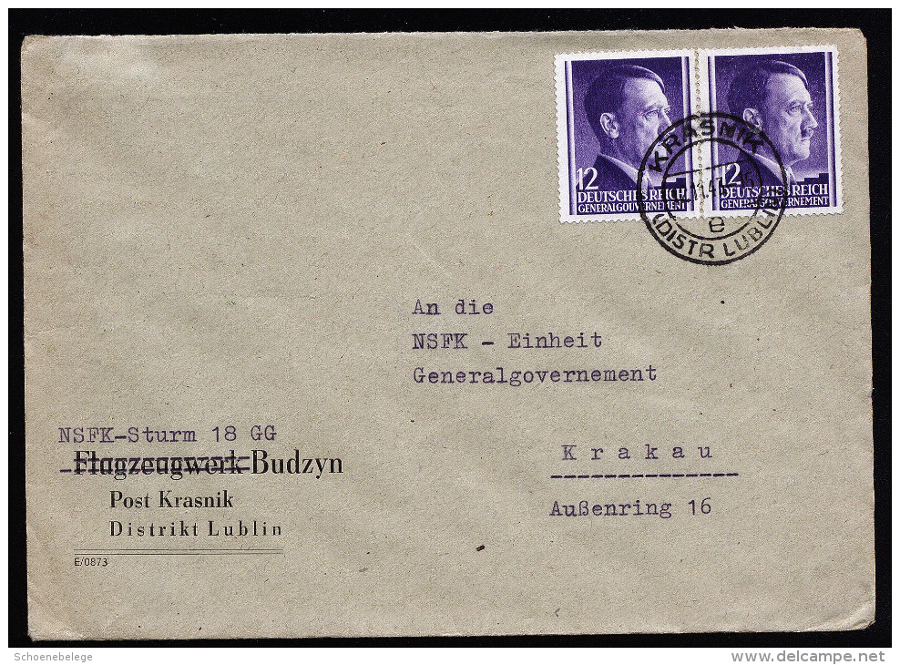 A3837) Generalgouvernement Brief Von Krasnik 12.11.43 Mit Seltenem Absender - Generalregierung