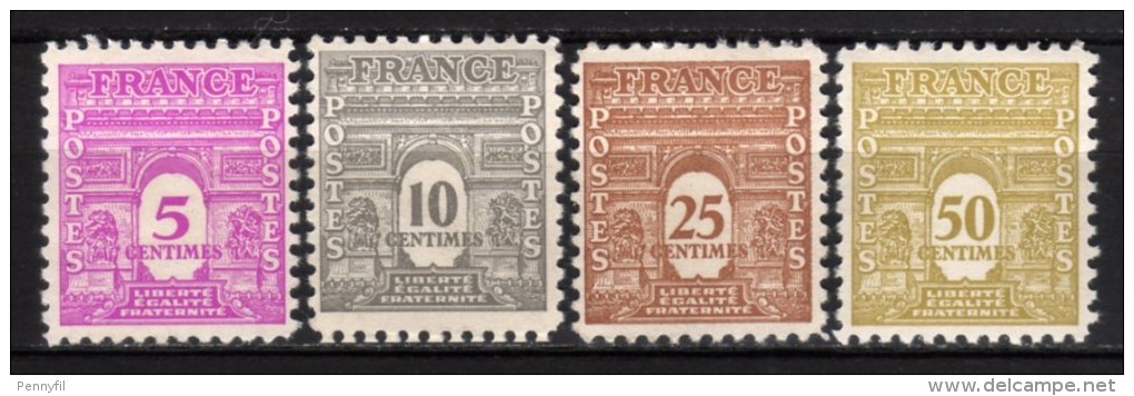 FRANCIA - 1944 Scott# 475+476+476A+476B * - 1944-45 Triomfboog