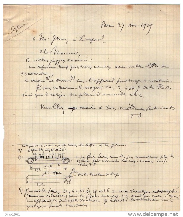 VP3591 - Tabac - Lettre + Note De Renseignements à L'intention De Mr GREEN De LIVERPOOL - Mr SCHLOESING à PARIS - Documents