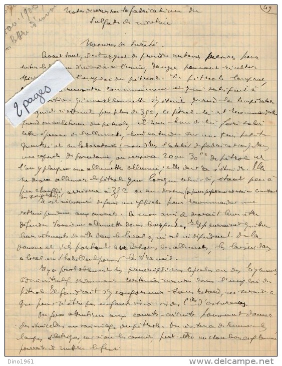 VP3593 - Tabac -  Note De Renseignements à L'intention De Mr GREEN De LIVERPOOL - Mr SCHLOESING à PARIS - Documenti