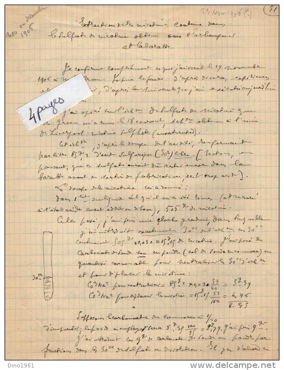 VP3593 - Tabac -  Note De Renseignements à L'intention De Mr GREEN De LIVERPOOL - Mr SCHLOESING à PARIS - Documenti