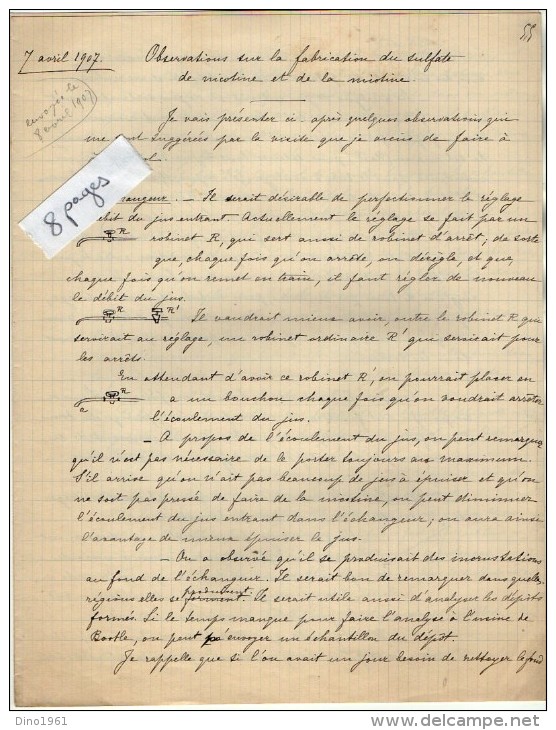 VP3594 - Tabac -  Note De Renseignements à L'intention De Mr GREEN De LIVERPOOL - Mr SCHLOESING à PARIS - Dokumente