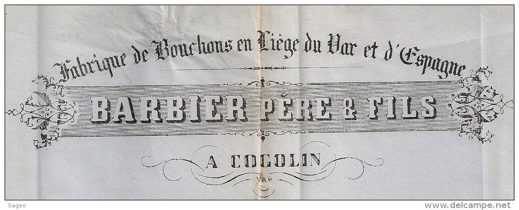 Fabrique De Bouchons, Liège, LAC GC 1067 COGOLIN Var, 2° échelon. 5 SCANS ! - 1849-1876: Période Classique