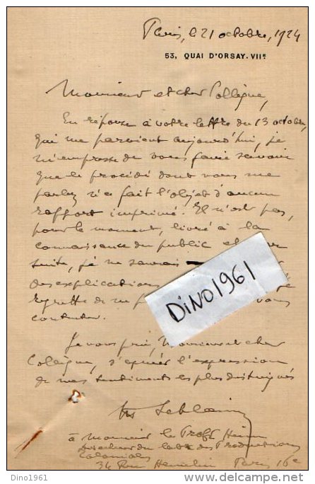 VP3602 -Tabac - Lettres Du Laboratoire De Recherches Scientifiques Coloniales & Mr SCHLOESING à PARIS - Dokumente