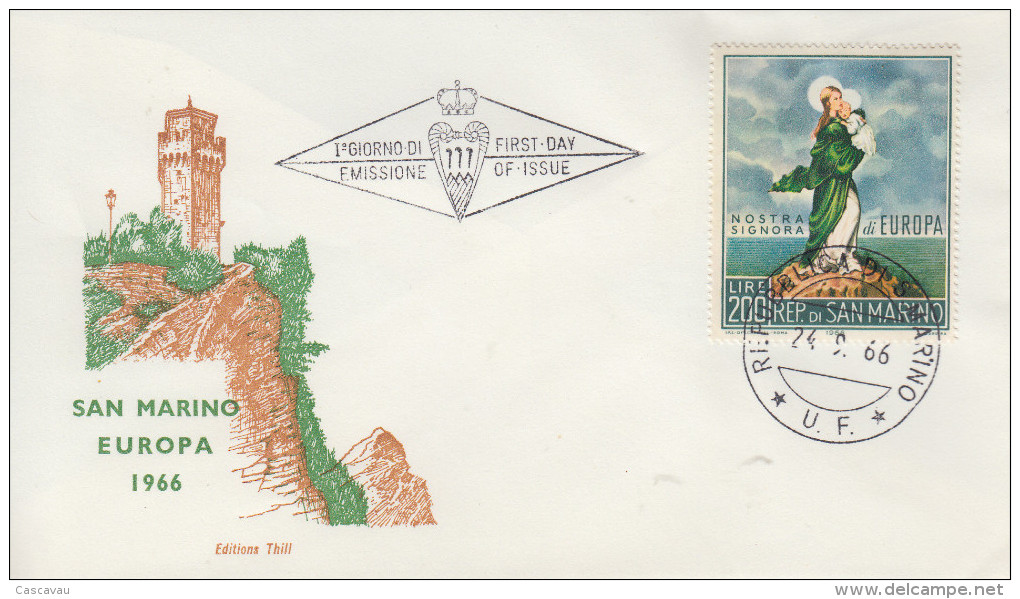 Enveloppe  FDC  1er  Jour   SAN  MARINO   EUROPA    1966 - 1966