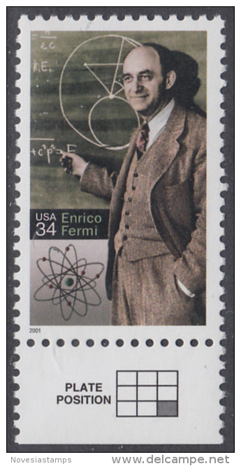 !a! USA Sc# 3533 MNH SINGLE W/ Bottom Margin - Enrico Fermi - Neufs