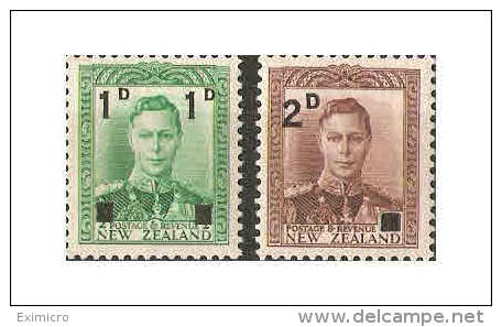 NEW ZEALAND 1941 SURCHARGE SET SG 628/629  LIGHTLY MOUNTED MINT Cat £3.50 - Neufs