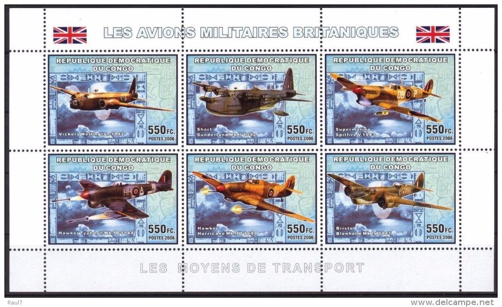 R. D. Du Congo 2006 - Avions Militaires Britaniques 2e Guerre Mondiale - BF 6 Val ** Neufs // Mnh - Ungebraucht