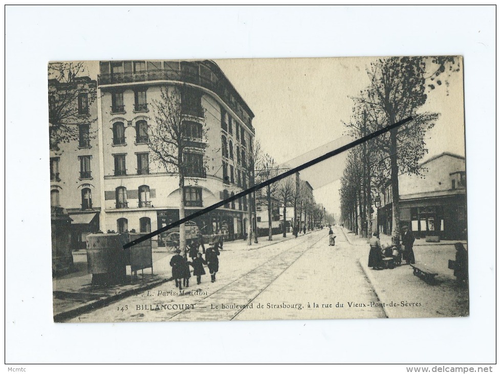 CPA   -   Billancourt  -  Le Boulevard De Strasbourg à La Gare Du Vieux Pont De Sèvres - Boulogne Billancourt