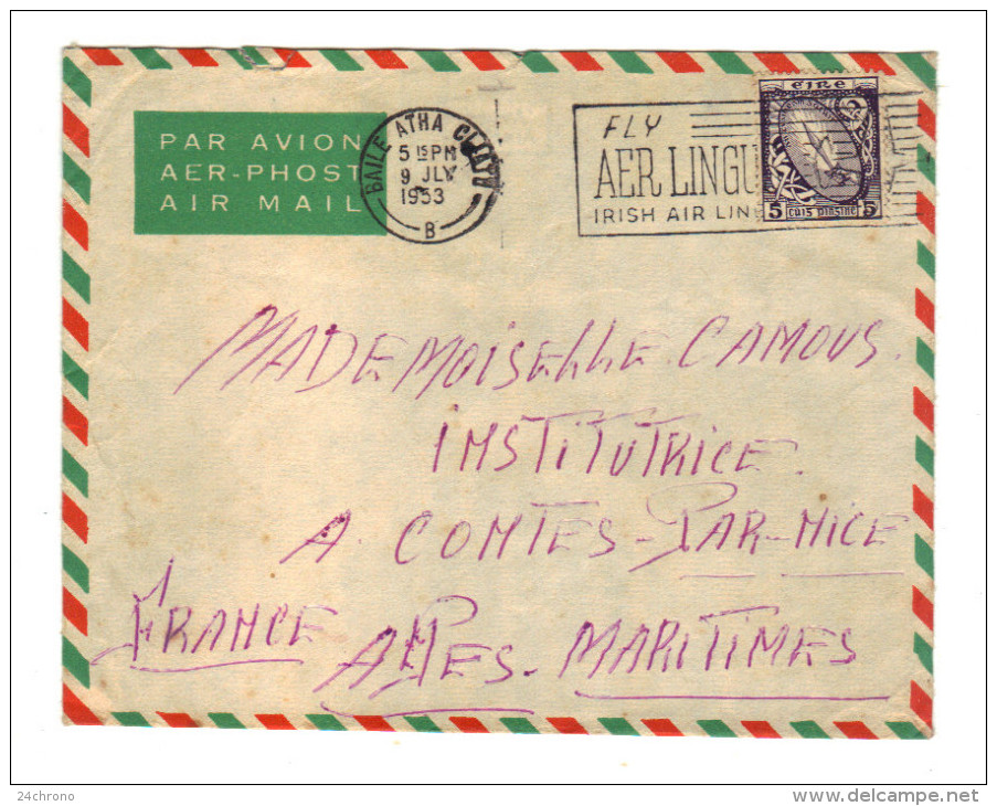 Enveloppe De Dublin, Baile Atha Cliath, Eire, Irlande, Aer-Phost, 1953 (16-689) - Airmail