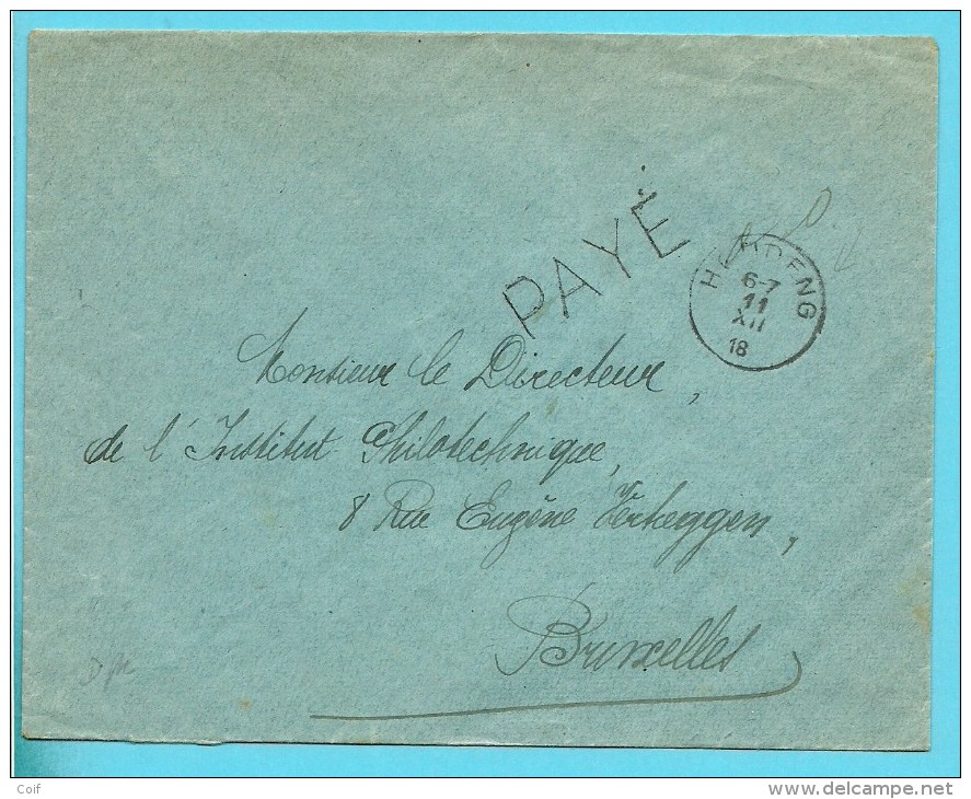 Brief Met Cirkelstempel HOUDENG Met Stempel PAYE (noodstempel) - Foruna (1919)