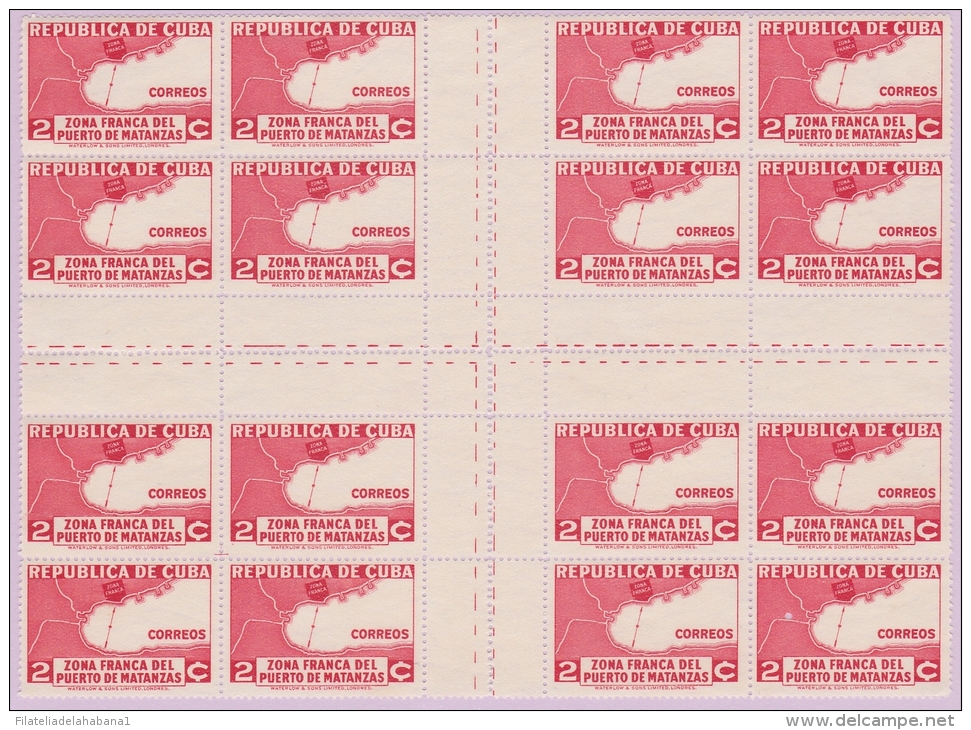 1936-197. (LG278) CUBA. REPUBLICA. 1936. Ed.279CH. 2c ZONA FRANCA CENTRO DE HOJA. CENTER OF SHEET. NO CUM BLOCK 16. - Neufs