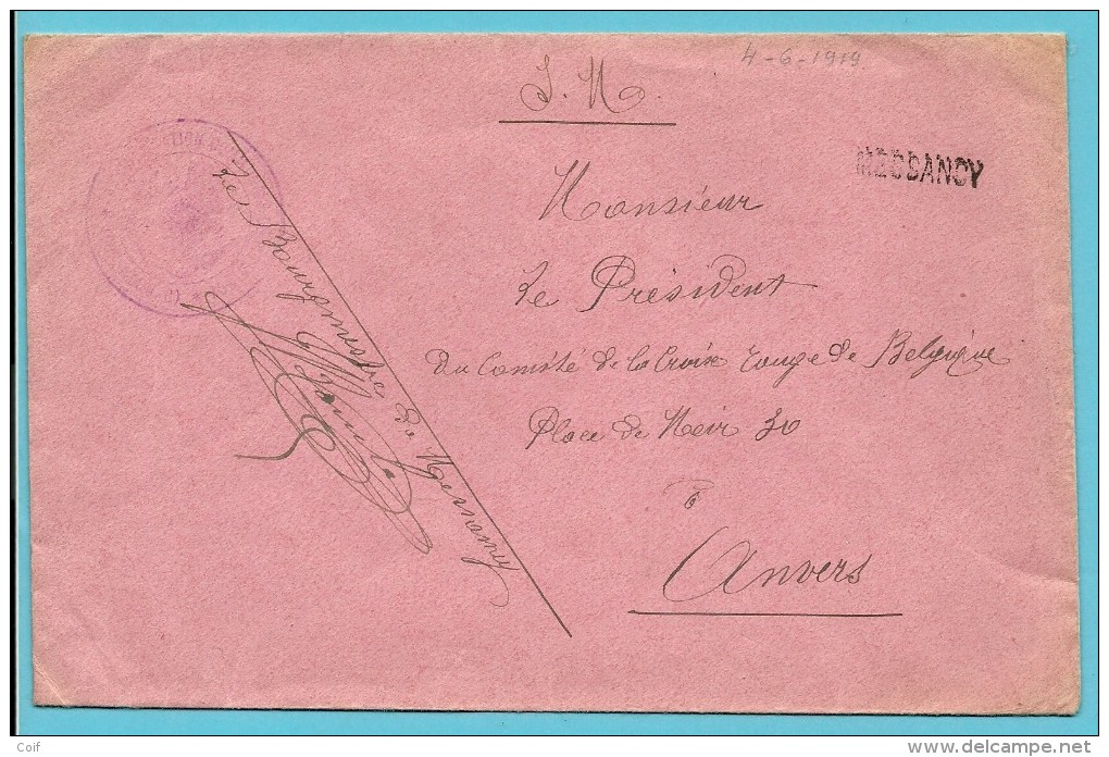 Portvrije Brief Met Naamstempel MASSANCY Als Noodstempel Gebruikt - Fortune Cancels (1919)