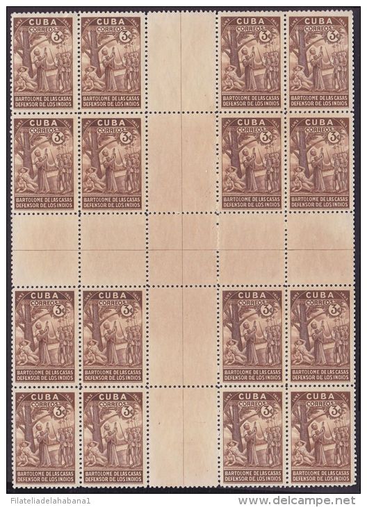 1944-59. (LG297) CUBA. REPUBLICA. 1944. Ed.367-73CH. COLON DISCOVERY CENTRO DE HOJA. CENTER OF SHEET NO GUM BLOCK 16 - Neufs