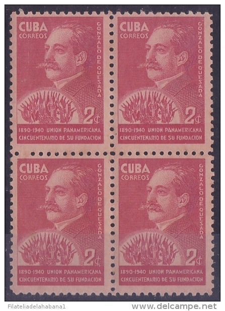 1940-173 CUBA. REPUBLICA. 1940. Ed.336. UNION PANAMERICANA. QUESADA. ORIGINAL GUM BL 4 - Unused Stamps
