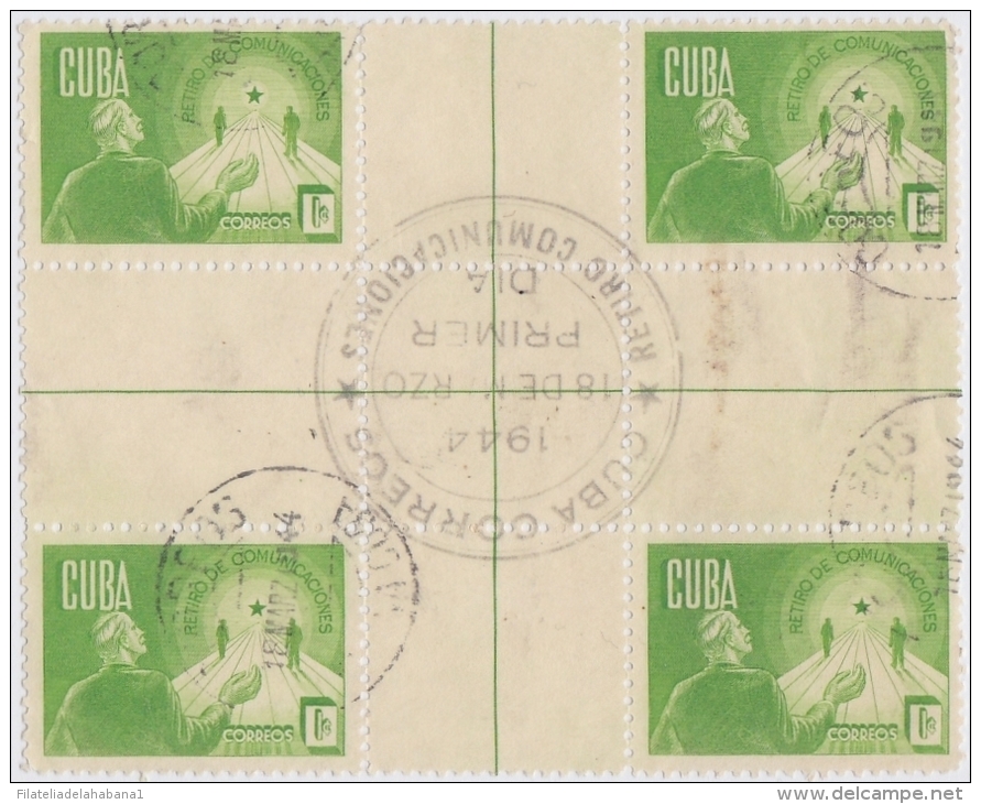 1944-42 CUBA. REPUBLICA. 1944. Ed.364CH. 1c RETIRO COMUNICACIONES. CENTER OF SHEET USED - Gebruikt