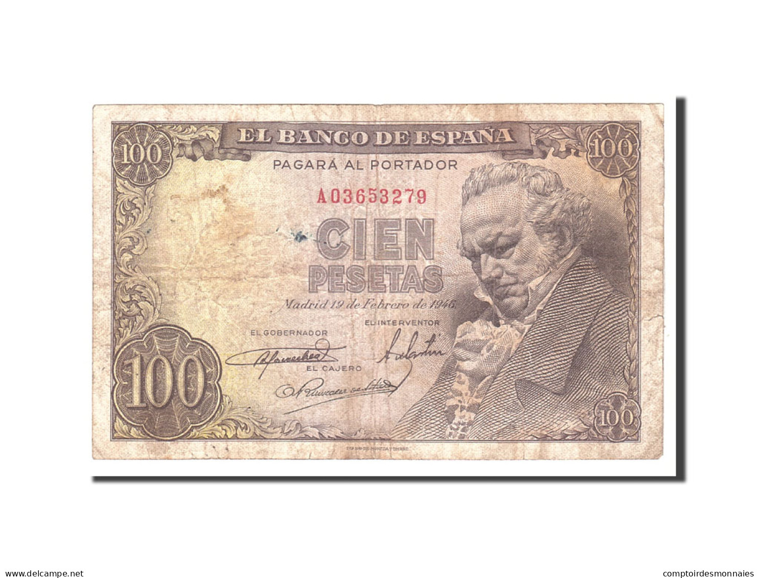 Billet, Espagne, 100 Pesetas, 1946, 1946-02-19, KM:131a, TB - 50 Pesetas