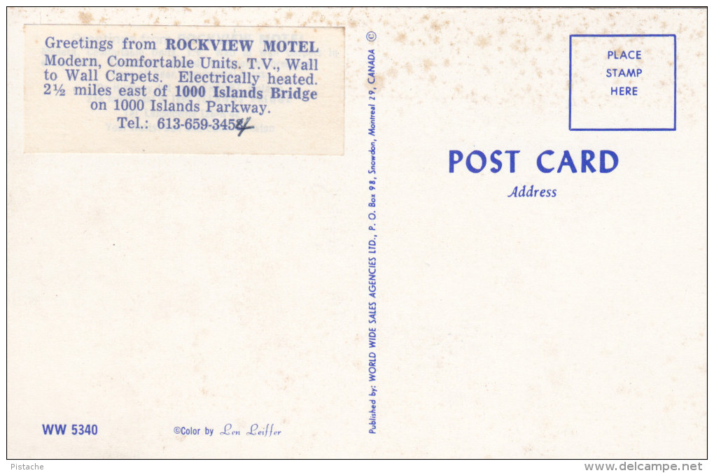 Greetings From 1000 Islands Parkway - Ontario Canada - Rockview Motel - 2 Scans - Thousand Islands