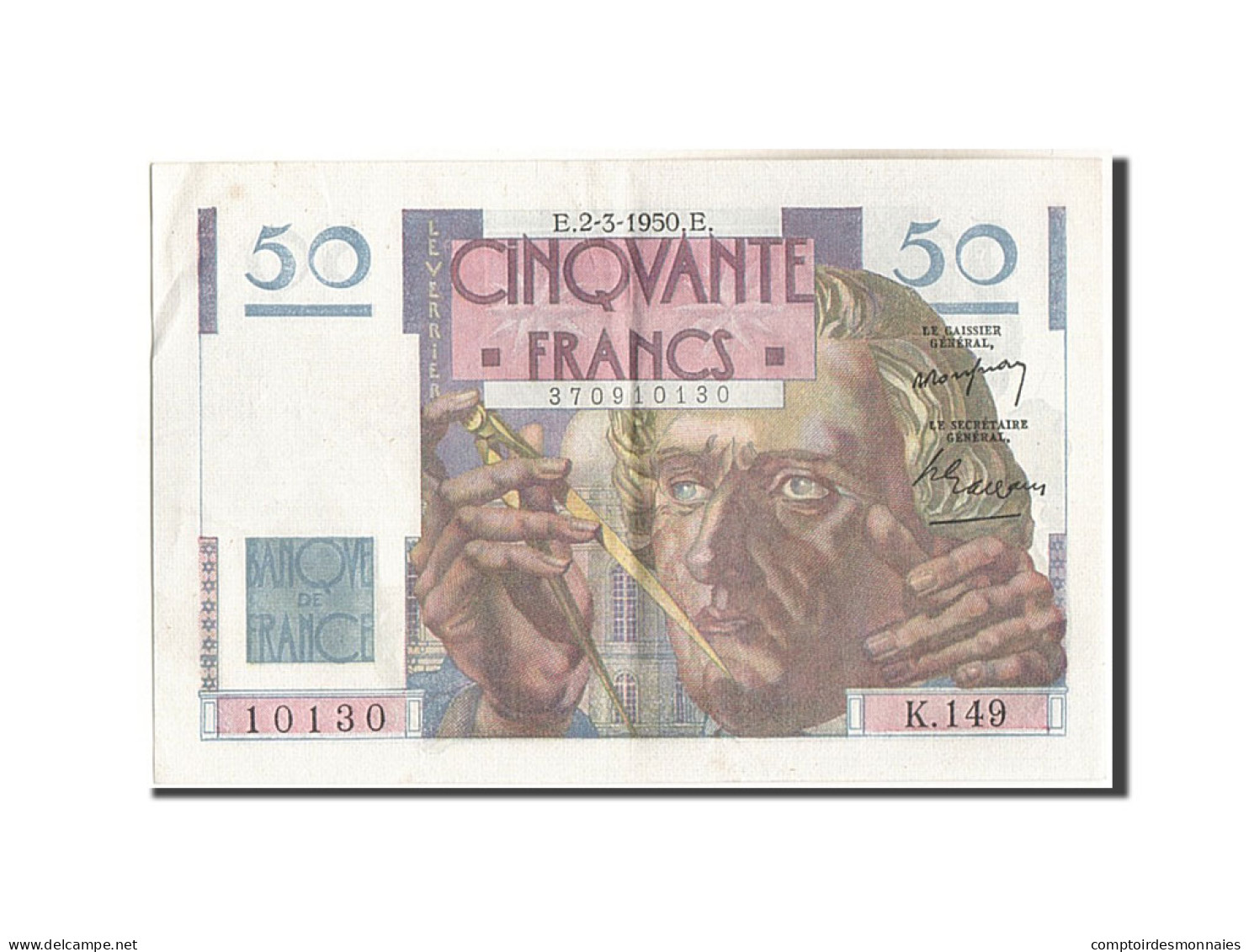 Billet, France, 50 Francs, 50 F 1946-1951 ''Le Verrier'', 1950, 1950-03-02 - 50 F 1946-1951 ''Le Verrier''