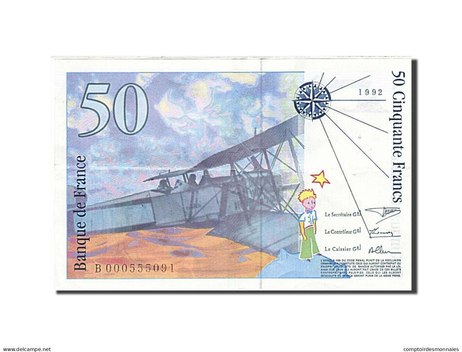 Billet, France, 50 Francs, 1992, 1992, TTB, Fayette:72.1a, KM:157a - 50 F 1992-1999 ''St Exupéry''