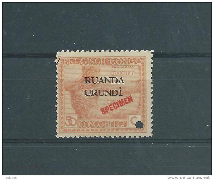 RUANDA-URUNDI  COB 67 SPECIMEN /PERFORE  SURCHARGE ROUGE  MNH/** LEGERE COUPURE COIN SUP.GAUCHE - Unused Stamps