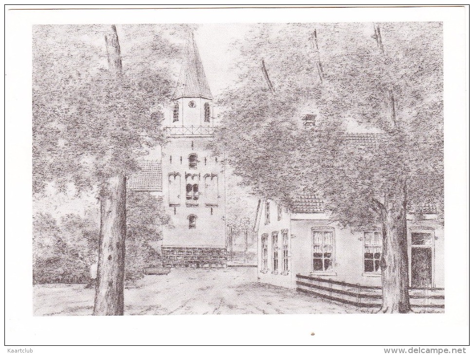 Emmen - Marktplein  (Tekening: Ger Mulder)  - ( Met Toeslagzegel) -  (Drenthe, Nederland) - Emmen