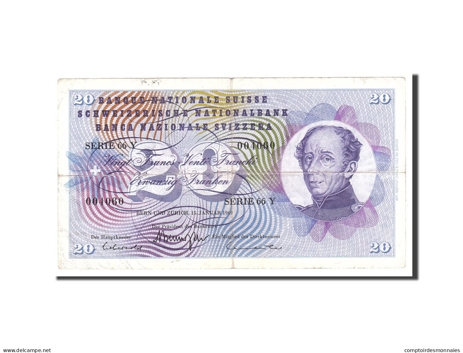 Billet, Suisse, 20 Franken, 1969, 1969-01-15, KM:46q, TTB - Suisse