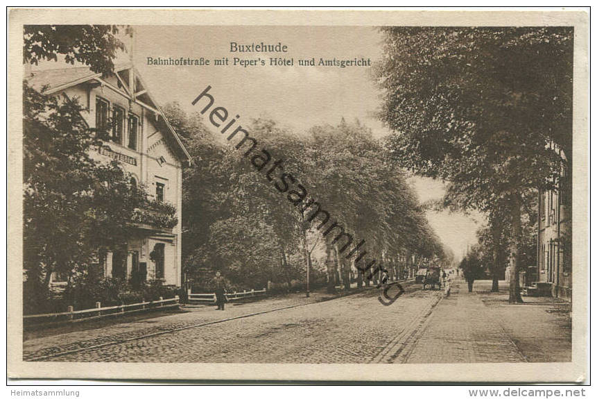 Buxtehude - Bahnhofstraße Mit Peper 's Hotel Und Amtsgericht - Verlag Fritz Müller Buxtehude - Buxtehude