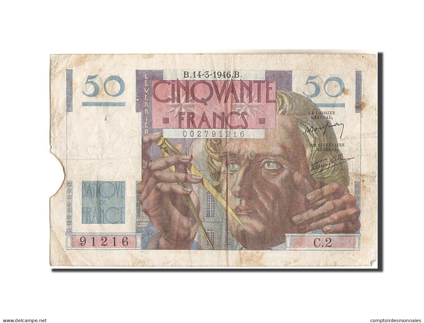 Billet, France, 50 Francs, 50 F 1946-1951 ''Le Verrier'', 1946, 1946-03-14, B - 50 F 1946-1951 ''Le Verrier''