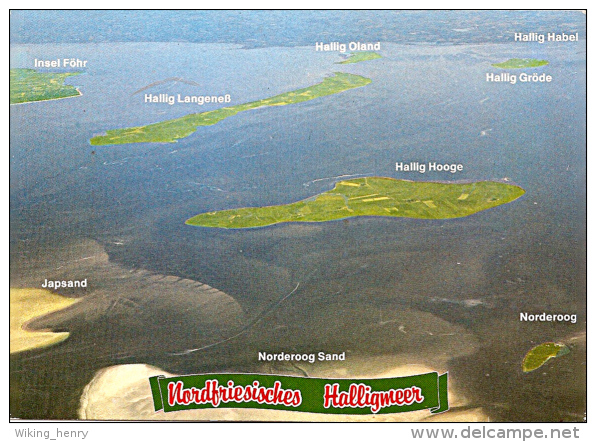 Halligen - Nordfriesisches Halligmeer  Übersichtskarte - Halligen