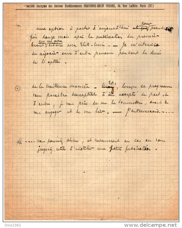 VP3604 -Tabac - Lettre De La Société Anonyme Des Anciens Ets CHAVANNE - BRUN Frères  à PARIS Pour  Mr SCHLOESING - Documenti