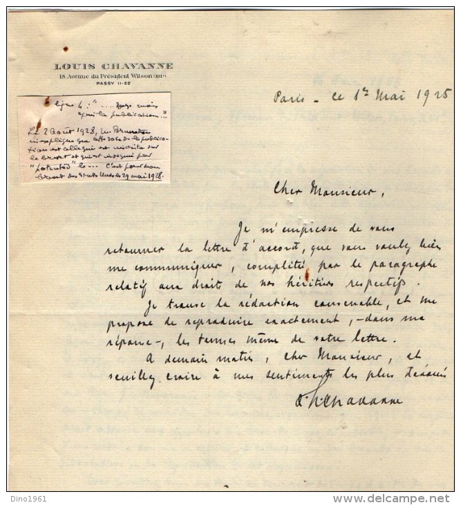 VP3605 -Tabac - Lettre De Mr Louis  CHAVANNE  à PARIS  Pour  Mr SCHLOESING - Documents