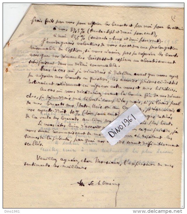 VP3605 -Tabac - Lettre De Mr Louis  CHAVANNE  à PARIS  Pour  Mr SCHLOESING - Documents